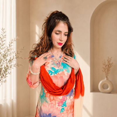 Royal Purple Printed 3 Piece Suit Set For Women