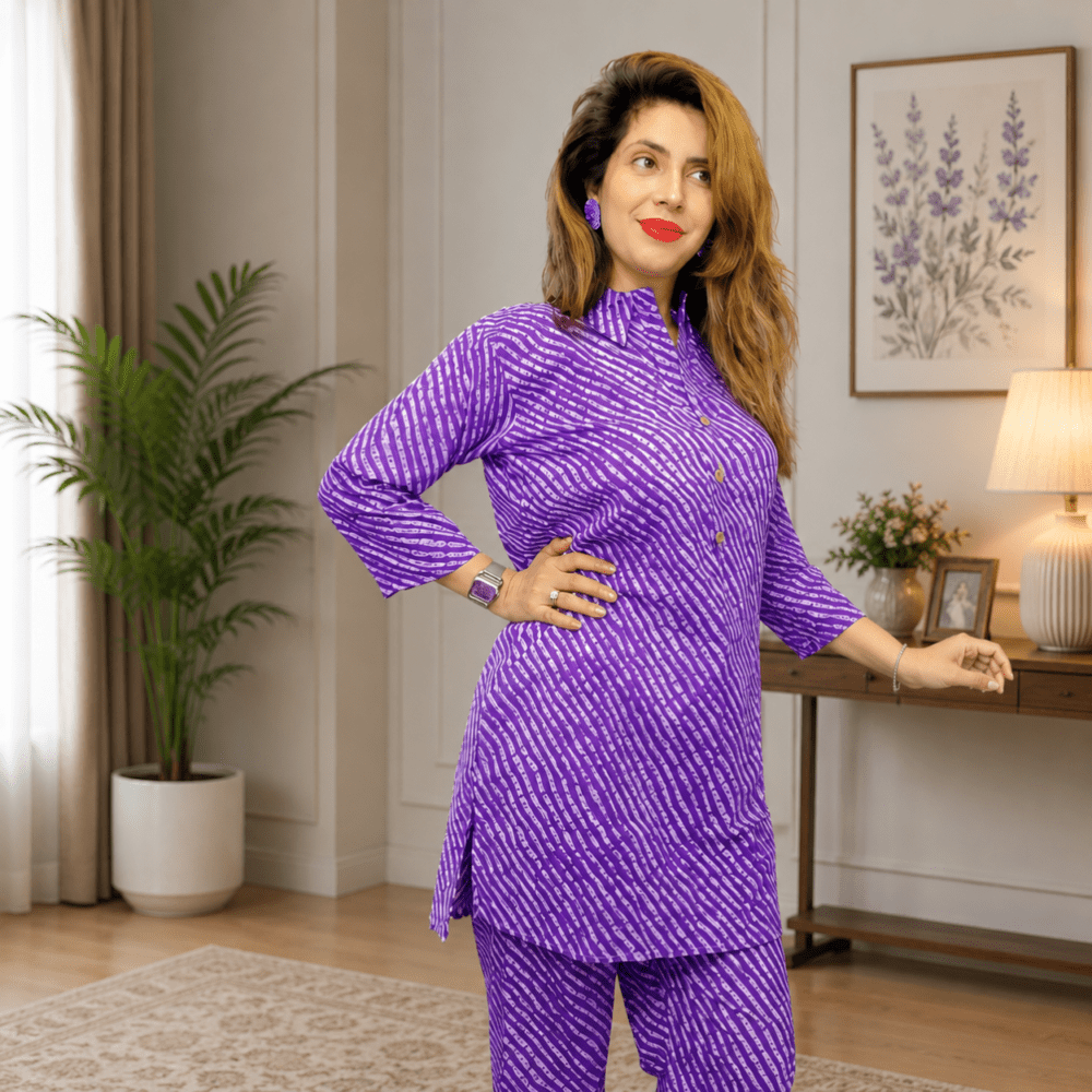 Women's Purple Printed Co-Ord Set