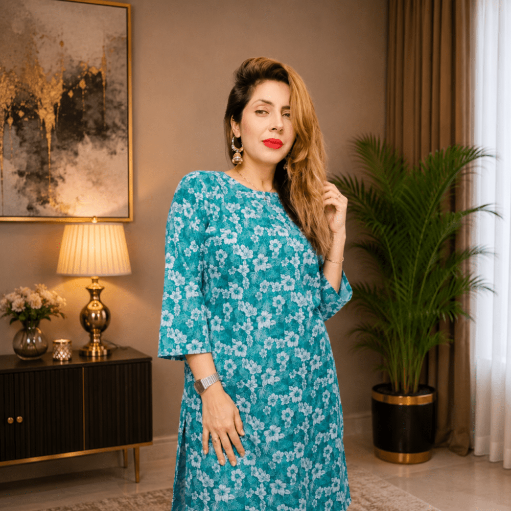 Women Floral Printed Pure Cotton Tunic & Trousers Co-Ord Set