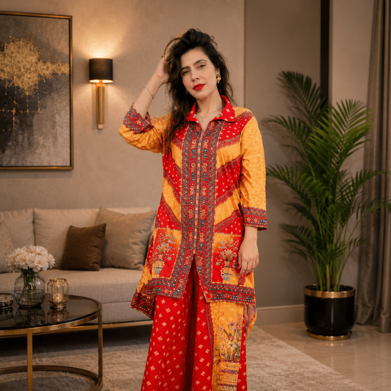 Women's Multicolor Printed Kurta Palazzo Set - Image 3
