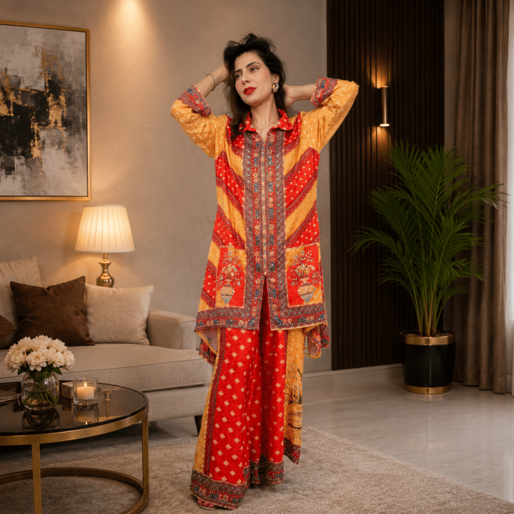 Women's Multicolor Printed Kurta Palazzo Set