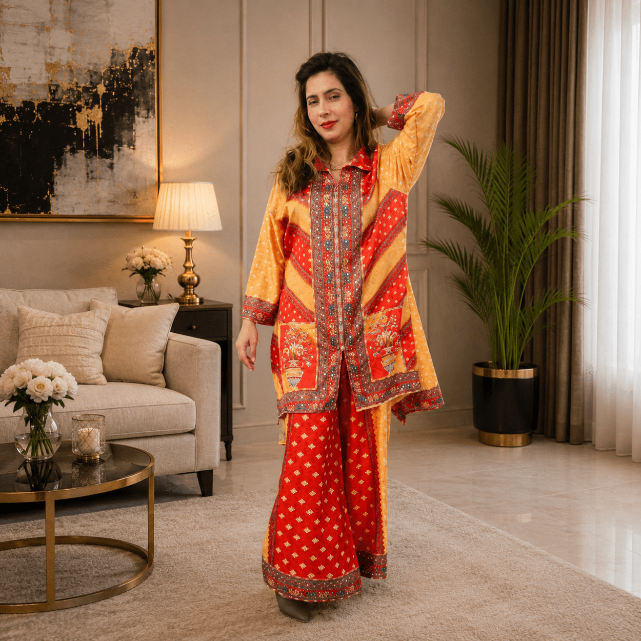Women's Multicolor Printed Kurta Palazzo Set - Image 2