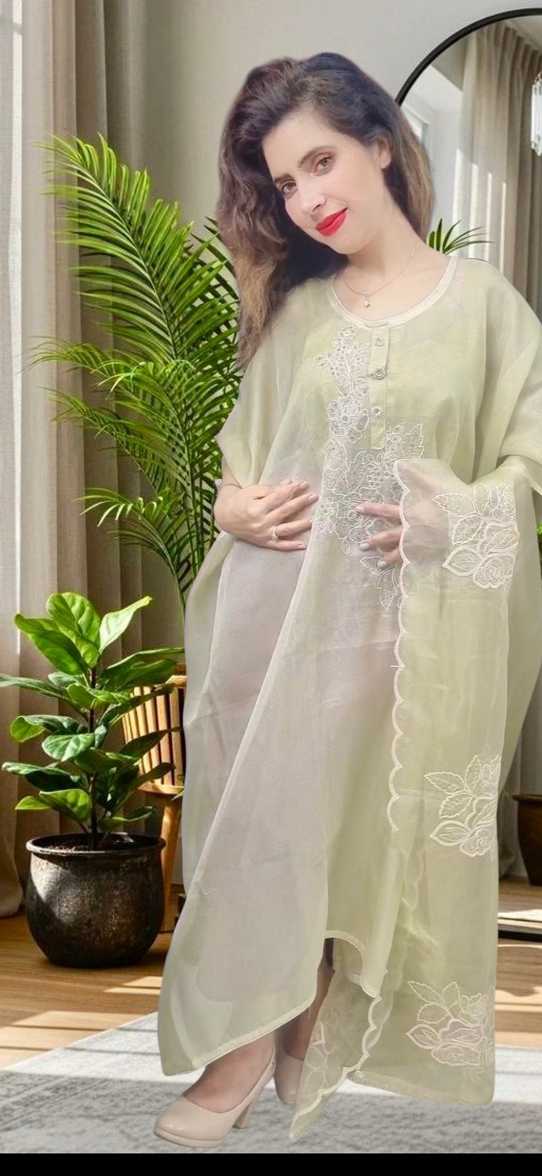 Dress: Elegant Pastel Green Unstitched Suit ✨ - Image 2