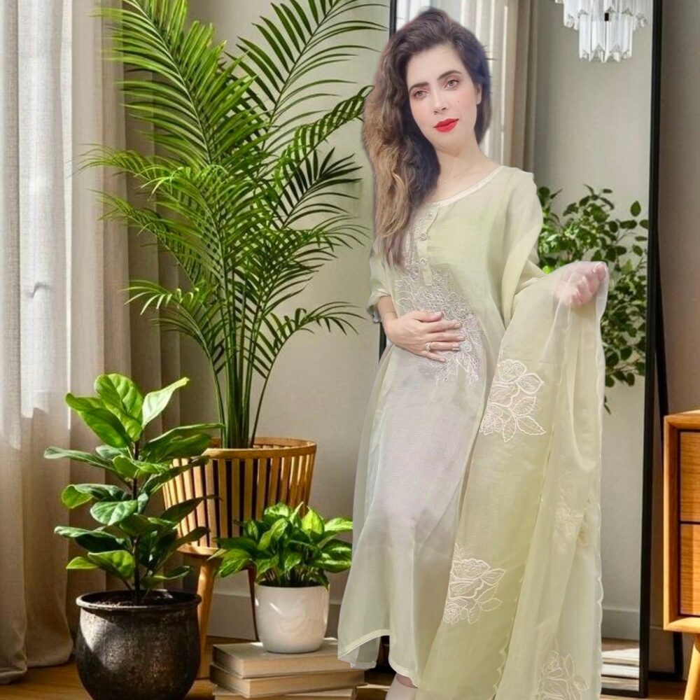 Dress: Elegant Pastel Green Unstitched Suit ✨