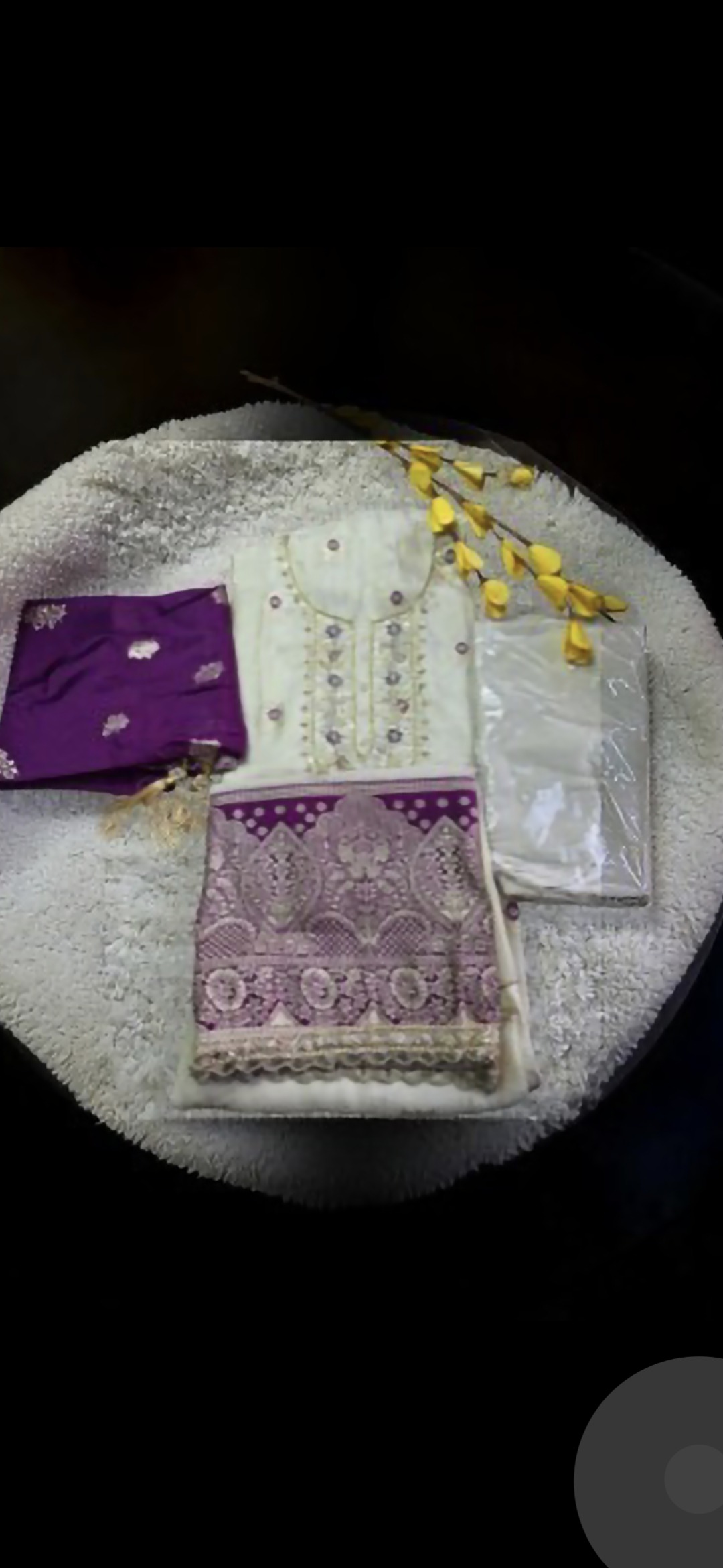 Pastel Sage & Magenta Banarasi Silk Unstitched Suit Set - Image 3